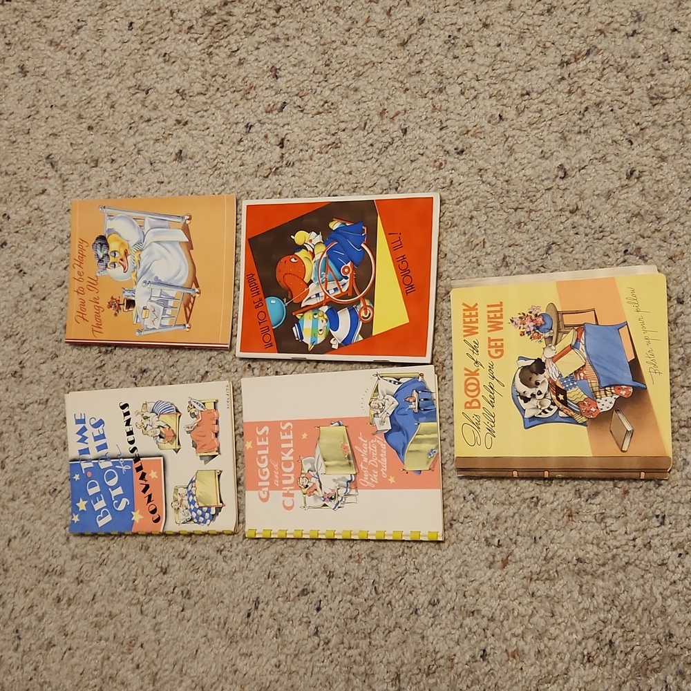 Vintage Lot of 5 Rust Craft Get Well Booklets 30's & 40's